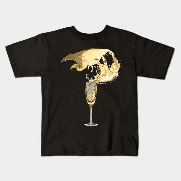 Sparkling Wine Dragon Kids T-Shirt by Ink Raven